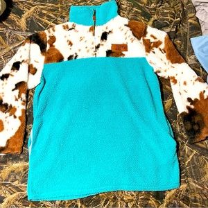 Southern Fried Chics CowPrint and Turquoise Jacket